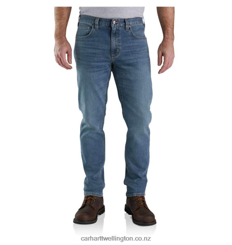 Men Rugged Flex Relaxed Fit Low Rise 5-Pocket Tapered Jean Carhartt R6J0P58 Arcadia