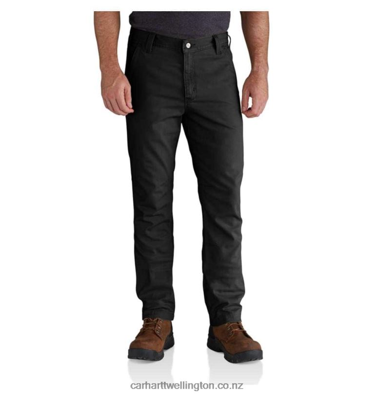 Men Rugged Flex Straight Fit Canvas 5-Pocket Tapered Work Pant Carhartt R6J0P61 Black