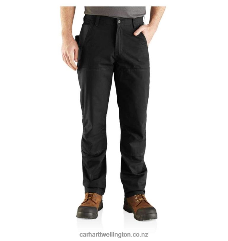 Men Steel Rugged Flex Relaxed Fit Double-Front Utility Work Pant Carhartt R6J0P57 Black